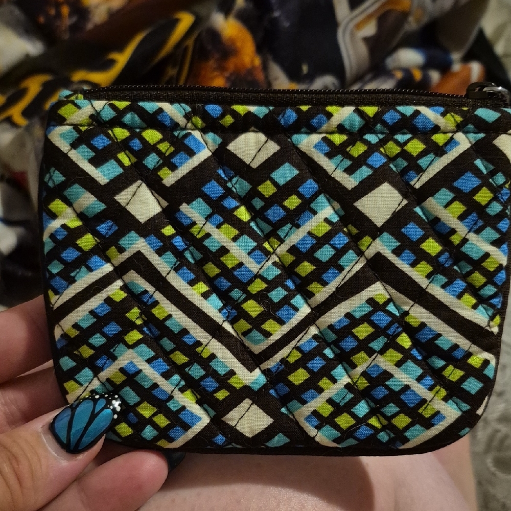 Vera Bradley Blue and Green Quilted Pouch
